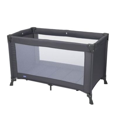 Chicco Good Night Cuna de Viaje para Bebés y Niños desde el Nacimiento hasta 15 Kg, Cama Bebé Plegable y Compacta Con Colchón, Cuna Portátil con Laterales de Malla y Bolsa de Transporte, Gris