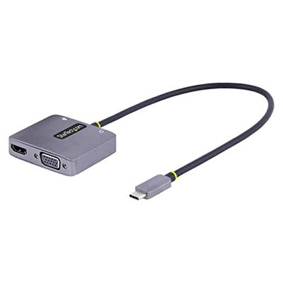 StarTech.com Adaptador de Vídeo USB C, Adaptador Multipuertos USB Tipo C a HDMI VGA con Salida de Audio de 3,5mm, HDR 4K a 60Hz, PD 3.0 de 100W, Compatible con Thunderbolt 3/4 (122-USBC-HDMI-4K-VGA)