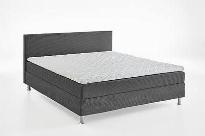 Atlantic Home Collection Cama con Base integrada, Incluye somier y colchón de núcleo de muelles, Madera, Gris Oscuro, 160 x 200 cm