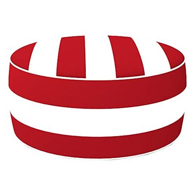 AKTIVE Puff hinchable, Puff exterior, Reposapiés hinchable, Ø53x23 cm, diseño a rayas rojo, Tejido impermeable, soporta 100 kg, mobiliario jardín exterior (79039)