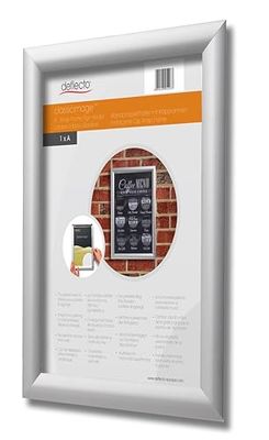Deflecto Snap Frame, marco con clip para DIN A3, dimensiones 32,7 x 45 x 1,2 cm, marco expositor para carteles, tarjetas y publicidad, en formato vertical u horizontal