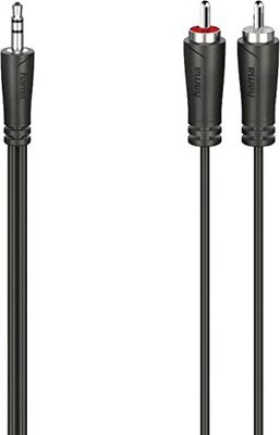 Hama Jack kabel 3,5 mm - 2x CINCH (RCA, mini jack 3,5 mm, van elastische materialen, 1,5 m) zwart