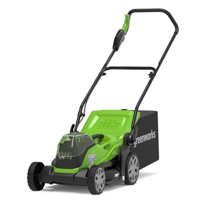 Greenworks G24X2LM36 Cortacésped de Batería para Céspedes de Hasta 420 m², Ancho de Corte 36 cm, Bolsa de 40L SIN Dos de 2 x 24V (Equivalente a 48V) Batería y Cargador, Garantía de 3 Años
