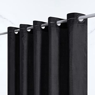 Furlinic Douchegordijn Anti Schimmel Polyester Stof Waterdicht Douche Gordijnen Wasbaar Textiel voor Hoekbadkuip of De Badkamer Zwart 150x183cm.