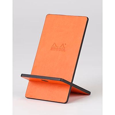 RHODIA 194432C - Support pour Téléphone Mobile Tangerine - 8 x 8,5 x 13 cm - Extérieur Simili Cuir - Collection Home Office rama - Organisation de Bureau & Rangement Design