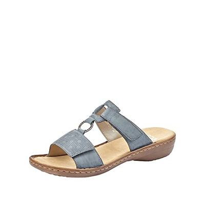 Rieker Damsandaler 60885, damtofflor, blå, 36 EU