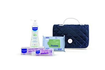 Mustela Set Neceser 2024, Bolsa y Estuche con Productos para el Baño, Cuerpo, Cabello, Cambio de Pañal, Bebés y Niños Pequeños - Desde el Nacimiento, Idea de Regalo para Recién Nacidos (Azul)