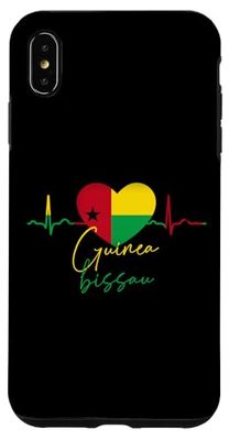 Coque pour iPhone XS Max Guinée-Bissau Heartbeat ECG Pulse Drapeau de la Guinée Bissauan Racines