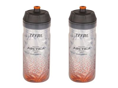 ZEFAL Arctica 55 Pack - Set med två cykelbehållare 550 ml - isolerad cykelflaska - luktfri och vattentät - BPA-fri sportbehållare - silver/orange