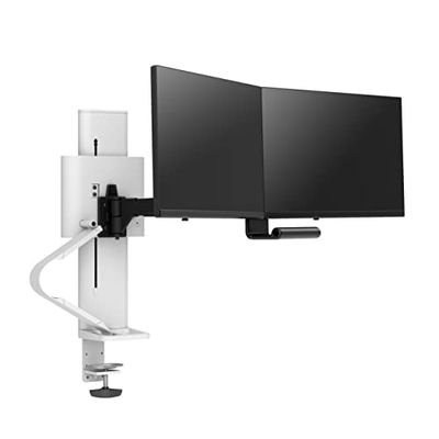 Ergotron Trace ™ Brazo de Monitor Doble, Soporte de Escritorio VESA - para 2 monitores de hasta 27 Pulgadas, 4 a 10 Libras Cada uno, Color Blanco