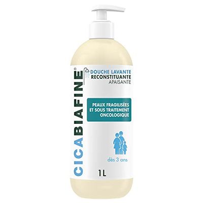 Cicabiafine | Douche Lavante Reconstituante Apaisante (flacon-pompe de 1 L) – Gel douche pour peaux fragilisées et sous traitement oncologique – Nettoyant corps pour apaiser la peau