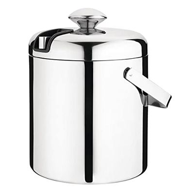 Olympia Seau à glace avec pince 1,23L, acier inoxydable, poli, poignée pivotante, égouttoir intégré, taille : 150(H) x 140(Ø)mm, L279