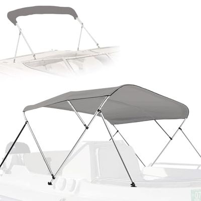 SereneLife Housse de Protection imperméable pour Bateau – 154,9 à 167,6 cm de Large – 4 arcs – Toile Pare-Soleil pour Bateau – Double paroi en Aluminium – 2 Sangles et 2 poteaux de Support arrière –