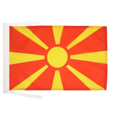 Macedonische vlag 45x30 cm koorden - Macedonische SMALL vlaggen 30 x 45 cm - Banier 18x12 in hoge kwaliteit - AZ FLAG