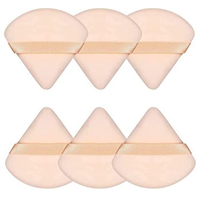 6 Piezas de Polvos Triangulares, con Esquinas Puntiagudas, Polvos de Maquillaje de Terciopelo, Herramientas de Maquillaje para contornear, Polvos Suaves para Polvos Sueltos, Beige