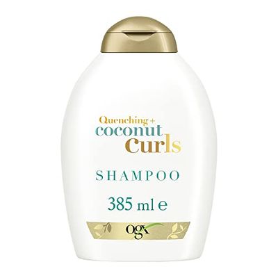 OGX Quenching Coconut Curls Shampoo, champô para cabelos encaracolados com óleo de coco, citrinos e mel doce, champô hidratante para ondas e cachos, champô sem sulfatos ou parabenos, 1 x 385 ml