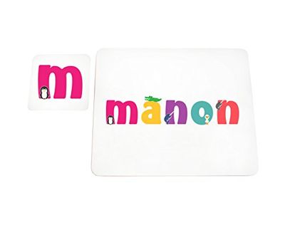 Little Helper underlägg illustrativ stil färgglad med namnet flicknamn Manon