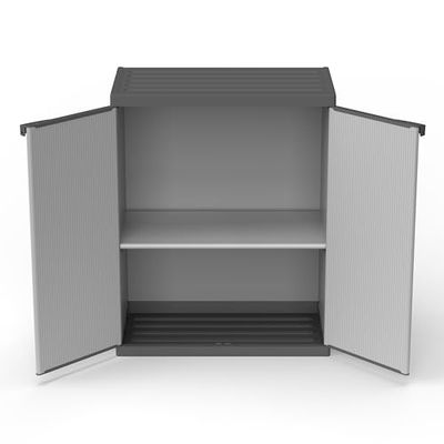 Mongardi W2015 Armoire en résine de PVC et PP, 2 Portes, 1 étagère, Facile à Monter, système modulaire, résistant, adaptée aux environnements intérieurs et extérieurs, 68 L x 40 P x 85 cm, Gris et