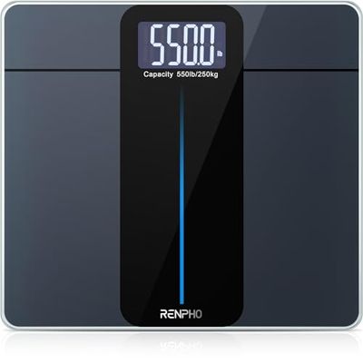 RENPHO Pese Personnes 250kg, Balance Pese Personne à très grande capacité, Pese-personne à Grande Plateforme avec grand écran LED, très précis à 0.05kg, 33x30cm, Core 1L