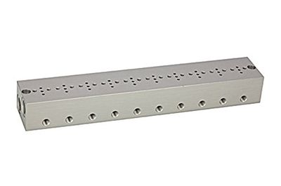 RIEGLER 106659-1099.10 - Placa base de 10 filas, M5 para mini válvulas de solenoide de 15 mm, 1 unidad