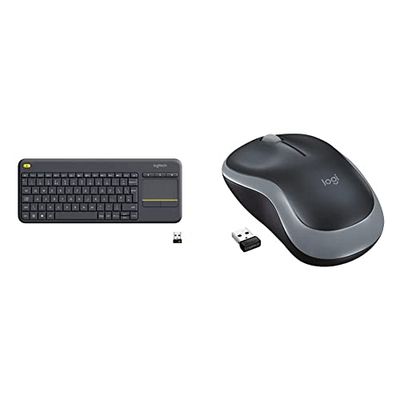 Logitech K400 Plus Tastiera Wireless, Layout Inglese Uk Qwerty, Nero & M185 Mouse Wireless, 2.4 Ghz Con Mini Ricevitore Usb, Durata Batteria Fino A 12 Mesi