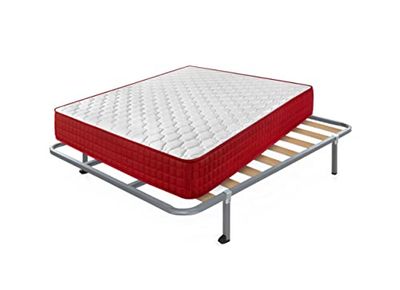 Cama express Matelas viscoélastique Thermic Plus 15 + sommier Hades avec 4 carrés. Pieds 32 cm, Medida : 90 x 180 cm