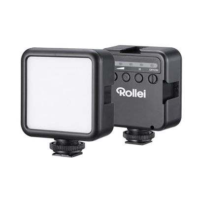 Rollei - Mini lámpara LED en formato de bolsillo con 49 ledes para una iluminación perfecta en la afición de fotos y vídeos, color negro
