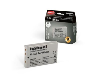 Hahnel HL EL5 Batteria Litio-Ion per Nikon con Capacità 1100 mAh, 3.7V, 4.1 Wh, Sostitutiva della Batteria EN-EL5, Nero/Antracite