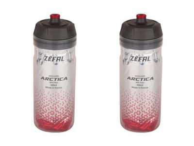 ZEFAL Arctica 55 Fietsfles, 2 stuks, 550 ml, thermosfles, geurloos en waterdicht, sportfles, BPA-vrij, zilver/rood