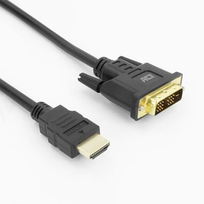 ACT HDMI naar DVI-kabel 3m, 4K @60Hz, Bidirectionele HDMI DVI-adapter (DVI-D 18 + 1 pin) stekker naar stekker verguld, voor het aansluiten van een DVI-monitor AK3736