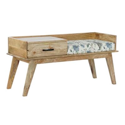 Home ESPRIT Zitbank, meerkleurig, natuur, mangohout, 114 x 41 x 53 cm