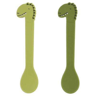 Trixie Lot de 2 cuillères en silicone - Mr. Dino, Vert