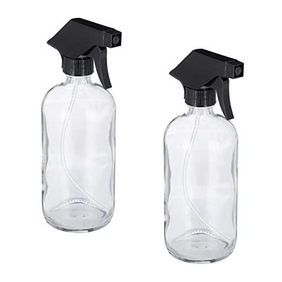 Relaxdays Sprayflaska glas, set, 2 x 500 ml, påfyllningsbar, dimma och stråle, hårvård, rengöring, sprejflaska, transparent, 10034198