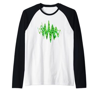 Fresco Groovy Verde Lima Abstracto Retro Ondas Camiseta Manga Raglan