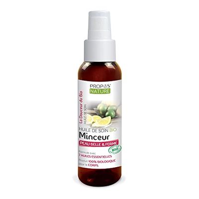 Huile de soin Minceur - Synergie d'Huiles essentielles - Citron, Genévrier, Géranium, Romarin à camphre, Cèdre, Orange et Menthe poivrée BIO - Fabriqué en France - 100ml - PROPOS'NATURE
