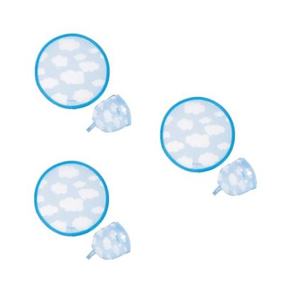 fisura. Éventail rond pliable « Nuages » - Ventilateur à main pliable original - Frisbee bleu et blanc - 3 pièces - Éventail portable pour fêtes - 20 cm, Nuages, 3 unités, taille unique