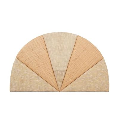 DRW Halfrond hoofdeinde van rotan, naturel en beige, 105 x 12 x 63 cm