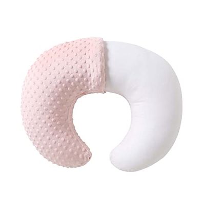 QUENESS Nursing Pillow with Slipcover for Baby Boys and Girls, Breast Feeding Pillows with Pillowcase for Breastfeeding, Bottle Feeding, Baby Support with Removable Nursing Pillow Cover (Lightpink)