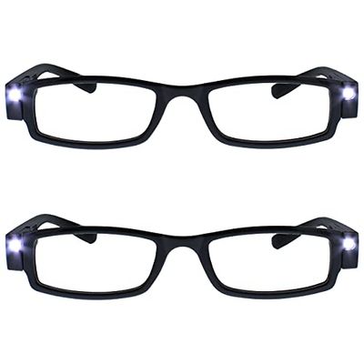 La Compañía Gafas De Lectura Pack 2 Iluminado LED Noche Lectores De Luz Hombres Mujeres Negro LL1-1 +3,50