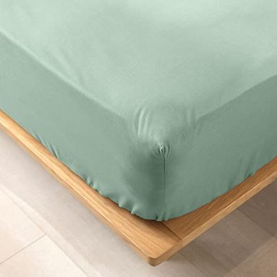 douceur d'intérieur, Biolina Sage Fitted Sheet (160 x 200 cm) 100% Organic Cotton