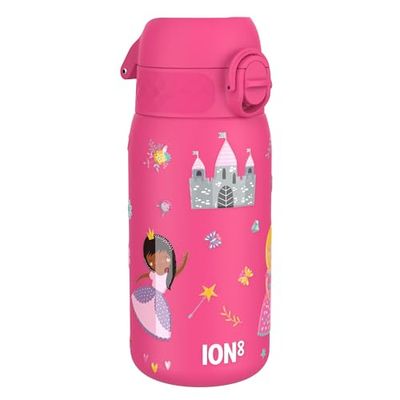 ION8 Geïsoleerde Stalen Waterfles, 320 ml/11 oz, Lekvrij, Makkelijk te Openen, Veilige Sluiting, Vaatwasserbestendig, Draaghandvat, Hygiënische Flip Cover, Reliëfprint, Ontwerp Prinses Drinkfles