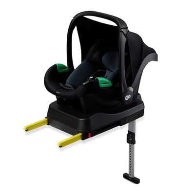 Kinderkraft MINK PRO i-Size + MINK FX, Siège Auto, Multifonction, de 0 à 13 kg, Groupe 0+, 40 à 75 cm, RWF, ISOFIX, base MINK FX incluse, Système de Voyage, 3.5kg, Noir