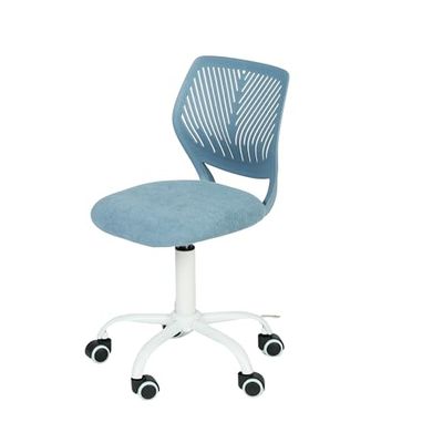 HOMYLIN Set van 1 Bureaustoel, kleine armloze thuisbureaustoel met stoffen zitkussen en kunststof rugleuning, Macaron-kleurige draaibare studiecomputer bureaustoel voor studenten, kinderen, lichtblauw