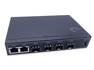 Elfcam® - Gigabit Ethernet-switch med 4 SFP-portar och 2 10/100/1000 Mbps Ethernet-portar, ohanterad plugg- och uppspelning, robust metall (4 SFP-portar)
