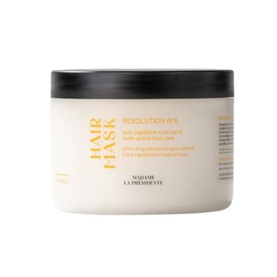 Madame la Présidente - Masque Nutri-actif Cheveux - Nourrit, Hydrate & Fortifie - Soin Cheveux Secs, Abîmés & Cassants - 97,6 d'ingrédients d'origine naturelles - Résolution N°6-240ml