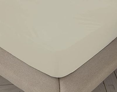 Natural Fitted Sheet 100% Cotton 105 cm Bed (105 x 190 cm)