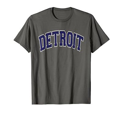 Detroit Michigan Arched Dark Blue Text Maglietta