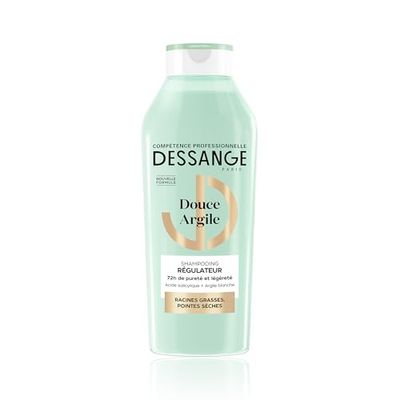 DESSANGE - Shampoing Régulateur Douce Argile - Formule Enrichie En Acide Salicylique & Argile Blanche - Purifie Les Racines & Adoucit Les Pointes - Racines Grasses & Pointes Sèches - 280 ml