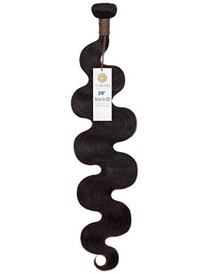 Sahar Unprocessed Brazilian Virgin Weft Hair Extensions 100g - Body Wave 1B-Natural Black 28 inch