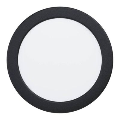 Eglo Connect.z Smart-Home recessed LED Bathroom Spotlight Fueva 6-Z, Flat, Ø 16.6 cm, ZigBee, app and Alexa Voice Control, RGB, Warm-Cold White, dimmable, Black Metal Ceiling spot, IP44